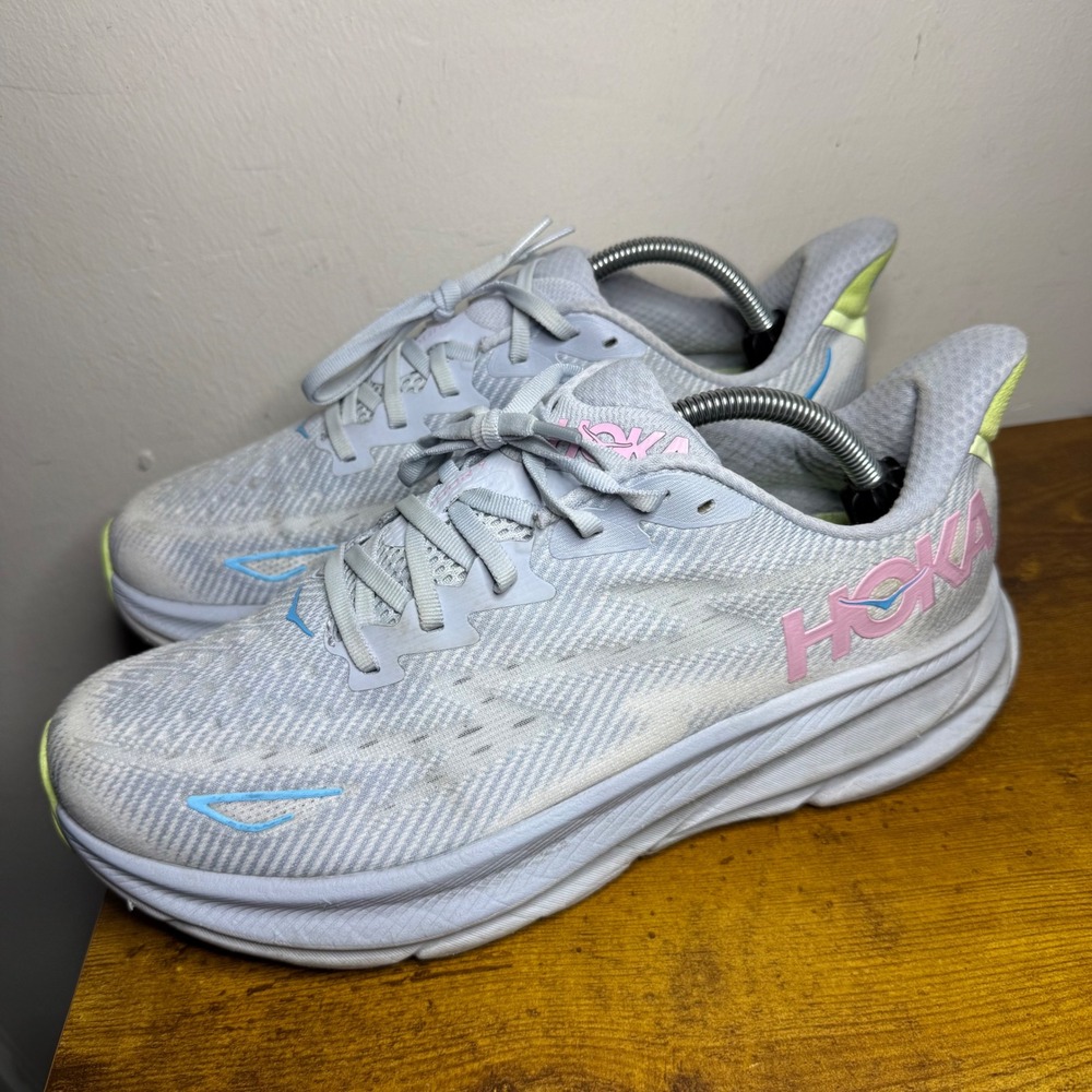 Hoka Clifton 9 Running Shoes Womens Size 11 D Wide Blue Grey 1132211 GLLS - Picture 2 of 6